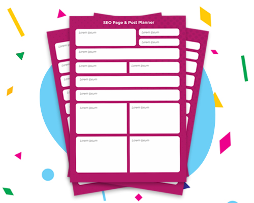 The printed SEO page and post planner sheets